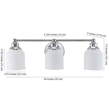 Lydia Iron/Frosted Glass Farmhouse Cottage LED Vanity Light - JONATHAN Y